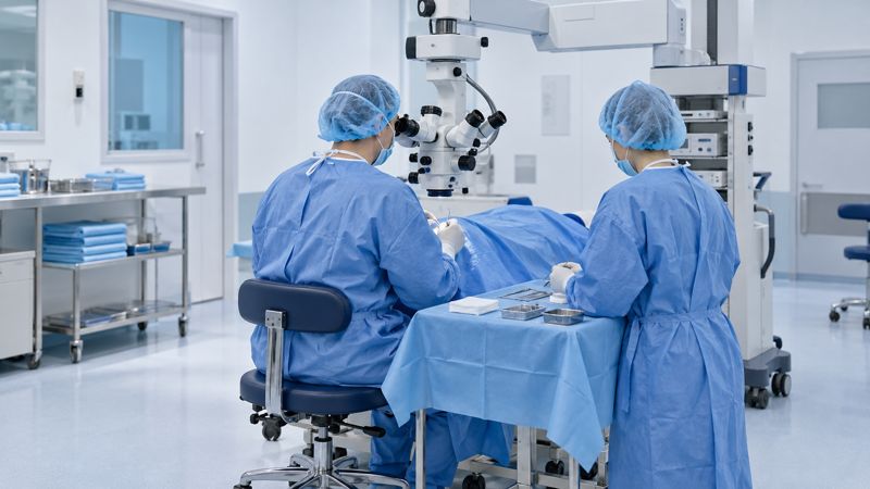 Sala zabiegowa z mikroskopem operacyjnym – zdjęcie poglądowe